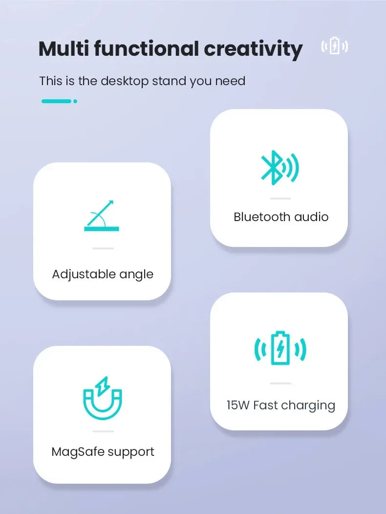 Wireless Charger Phone Holder Magnetic Wireless Charging Bluetooth Speaker Suitable For IPhone 16 15 Fast Charging