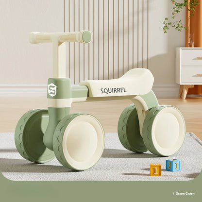 Baby Balance Bike 4-Wheel Walker with No Pedal First Toddler Outdoor Ride-On Toy Kids Birthday Gift for 1-3 Year Olds