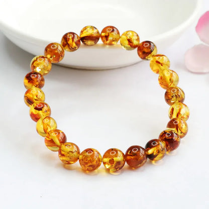 Natural Red Amber Bracelet Men Women Healing Gemstone Fine Jewelry Genuine Baltic Blood Amber Bracelets Barrel Beads Bangles