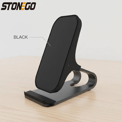Wireless Charger Mount 10W 7.5W 5W Qi Fast Charging Pad Case Friendly with Dual Coils Anti-Slip Rubber Type C Input