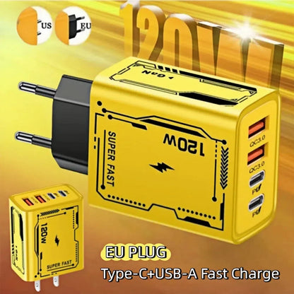 Hot 120W GaN Charger Type-C QC 3.0 Phone Charger Ultra Fast Charging USB-C Laptops Charger Mobile Device Accessories