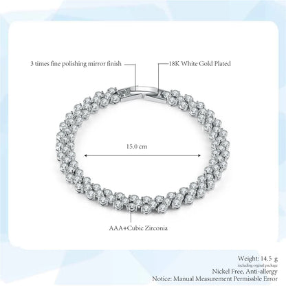 Wedding Tennis Bracelet For Women Dainty Dazzling Shiny Party Luxury Crystal Heart Shape Chain On Hand Fashion Jewelry Gifts