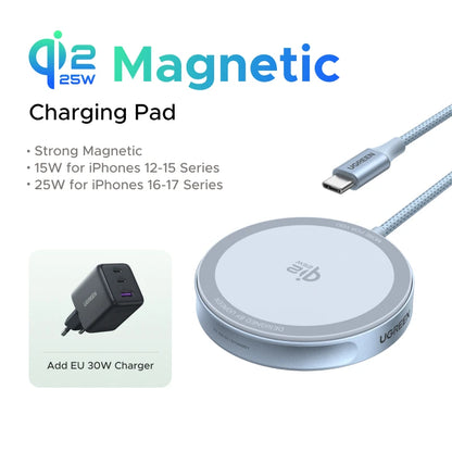 UGREEN Magflow Qi2 25W Wireless Charger For iPhone 17 16 Pro Max Fast Charging Qi2 Certified Magsafe Phone Charging Pad