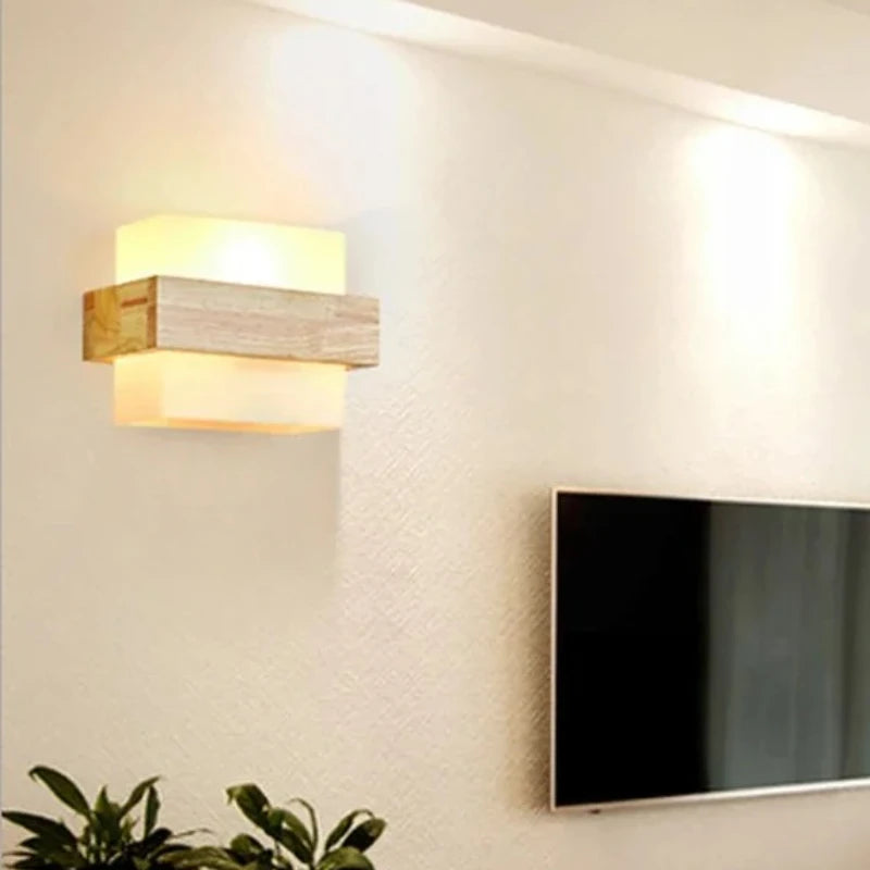 Modern Wood Lamp Led Wall Lamps Glass Light Mirror Washer Sconces Wall Light Fixtures Dressing  Living Room Dining Room Bedroom