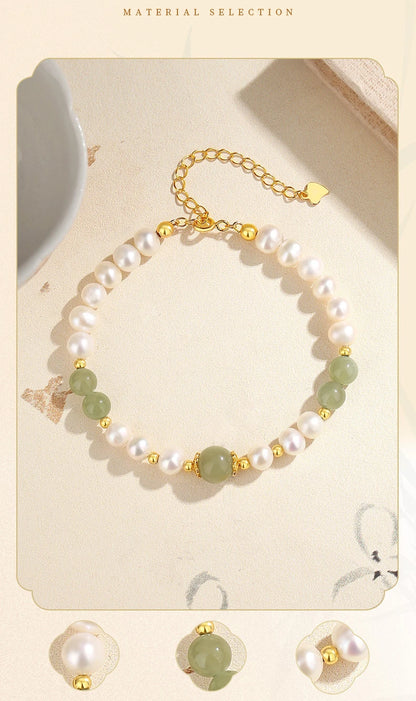 Jades Jewelry For Wedding Women Girlfriend Christmas Gifts Agates Elastic Bangle Bracelets Green Stone Beads Bracelet Crystal