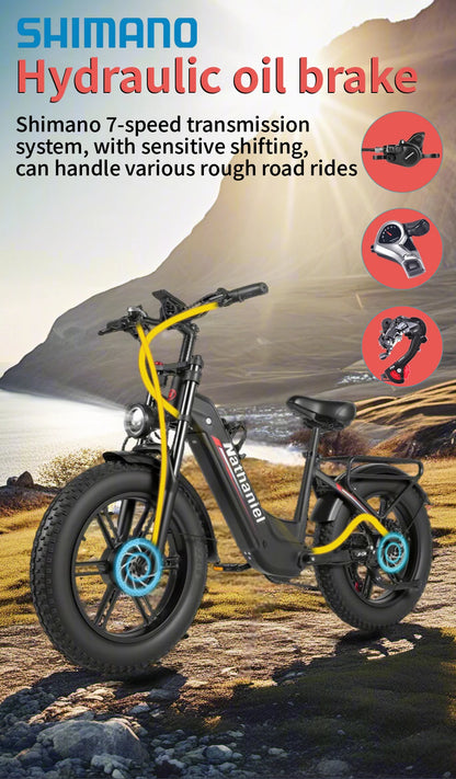 Nathaniel SYR08 2000W Dual Motor E-Bike,20*4.0 Fat Tire,20AH Detachable battery,Speed 50+,Daily commuting, Adult Electric Bike