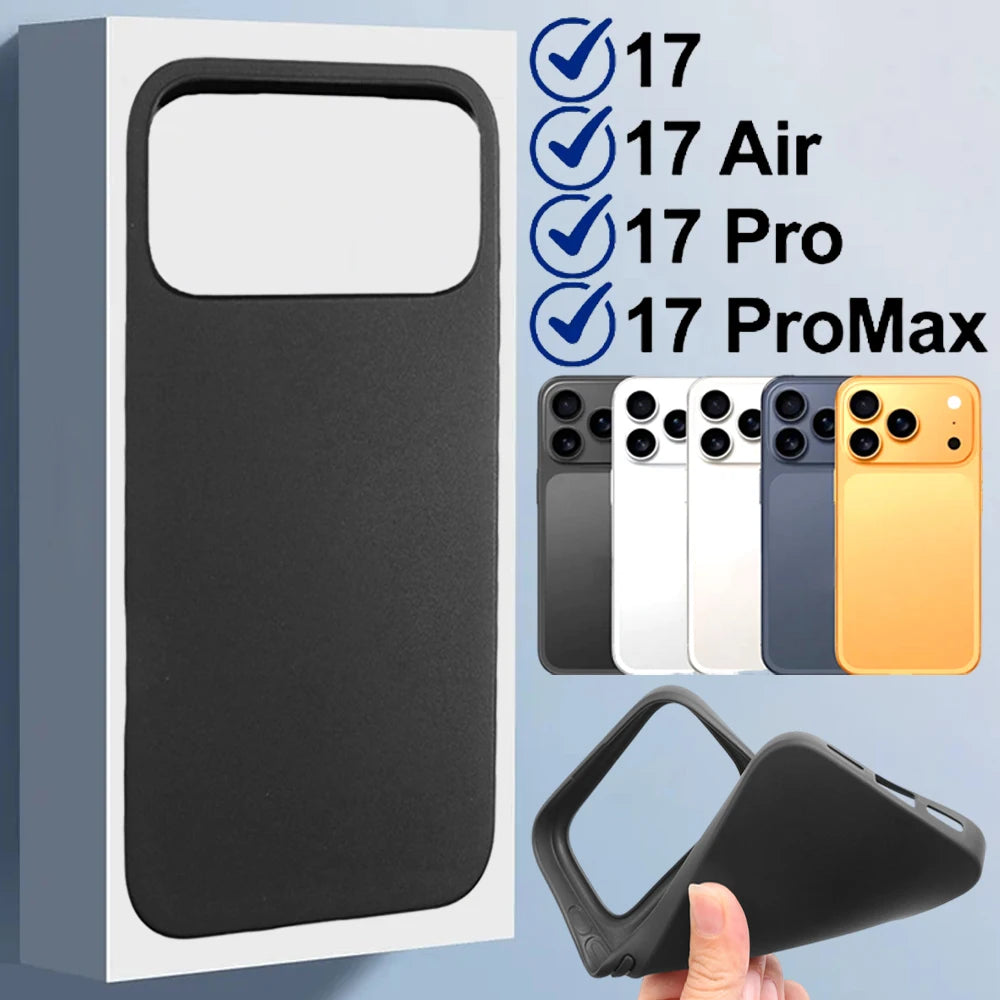 Soft Touch Full-Body Protective Phone Case Shockproof Anti-Scratch Black Phone Covers for iPhone 17ProMax/17 Pro/17 Air/17