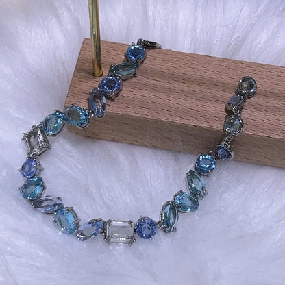 Bracelet Original Jewelry Fine Candy Blue Green Big Bracelet Gifts for Women Luxury Chain Suitable for parties Christmas holiday