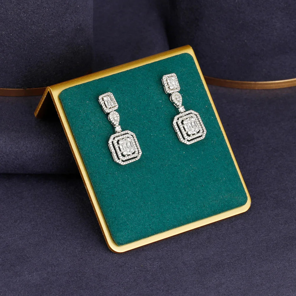 Bridal jewelry set, ladies' earrings and necklace set, rhinestone and crystal wedding jewelry set, 3 pieces of gifts