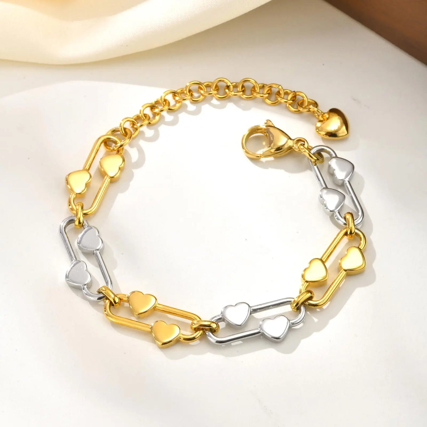 Distinctive Elliptical Bracelet for Women,Hand-made Chain Stainless Steel Bracelets,Trendy Waterproof Jewelry Gift