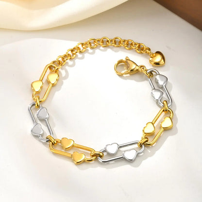 Distinctive Elliptical Bracelet for Women,Hand-made Chain Stainless Steel Bracelets,Trendy Waterproof Jewelry Gift