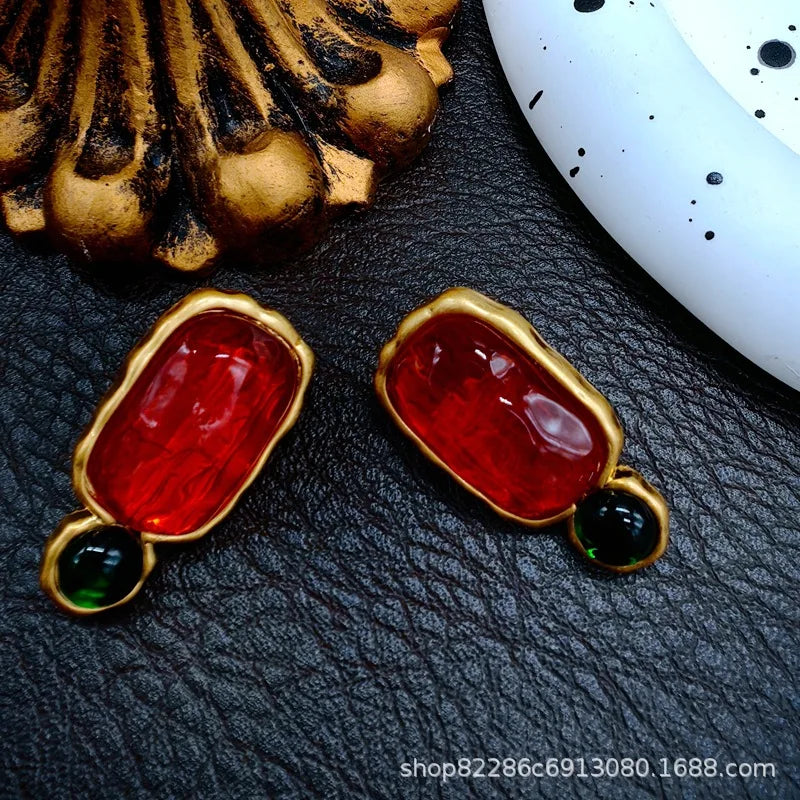 Jelly translucent gemstone earrings fashion luxury high sense 9 earrings female