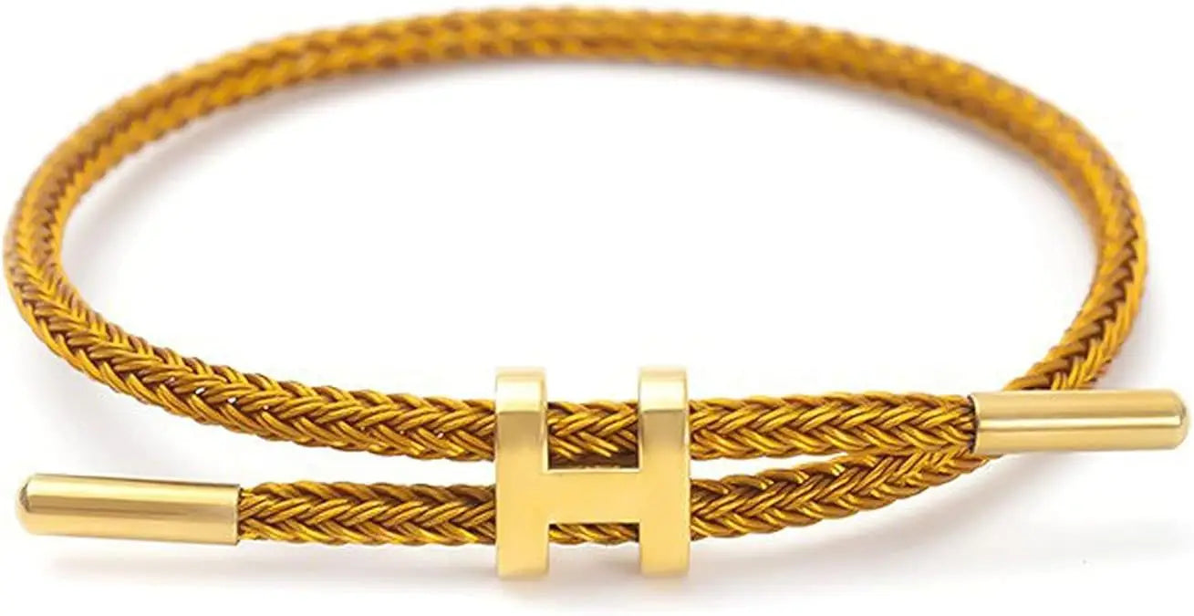 Bracelets for Women Adjustable Charm Bracelet, 14K Gold-plated Buckle Stainless Steel Wire Rope Women's Gift Jewelry