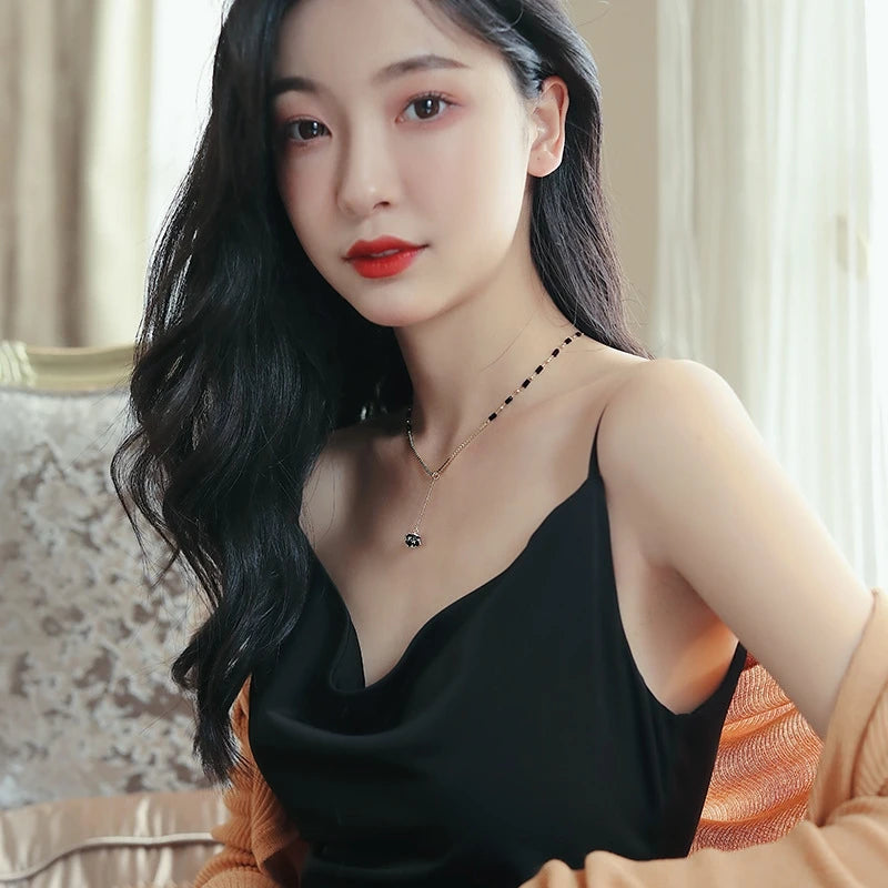 2025 New Jewelry For Women's Mysterious Sexy Black Crystal Zircon Ball Pendant Necklace Party Luxury Necklace Girls Accessories