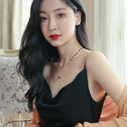 2025 New Jewelry For Women's Mysterious Sexy Black Crystal Zircon Ball Pendant Necklace Party Luxury Necklace Girls Accessories