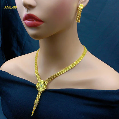 Dubai 24K Gold Plated Necklace Earrings Jewelry Set For Women Nigeria Indian African Bridal Wedding Party Gifts Jewellery