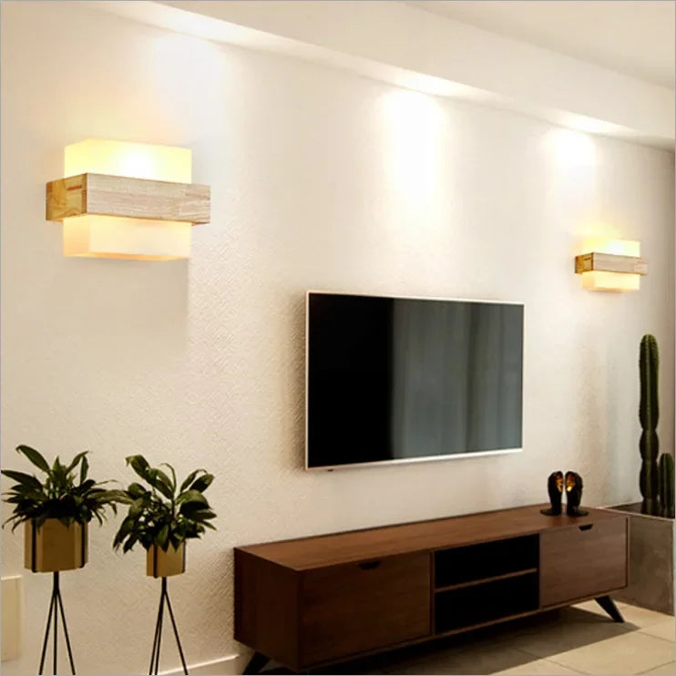 Modern Wood Lamp Led Wall Lamps Glass Light Mirror Washer Sconces Wall Light Fixtures Dressing  Living Room Dining Room Bedroom