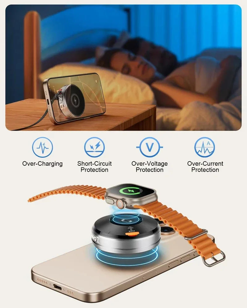 3-in-1 Wireless Charger Zinc Alloy Portable Wireless Charger Retractable Cable Magnetic Wireless Charger Wireless Charger Stand