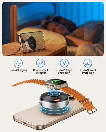 3-in-1 Wireless Charger Zinc Alloy Portable Wireless Charger Retractable Cable Magnetic Wireless Charger Wireless Charger Stand