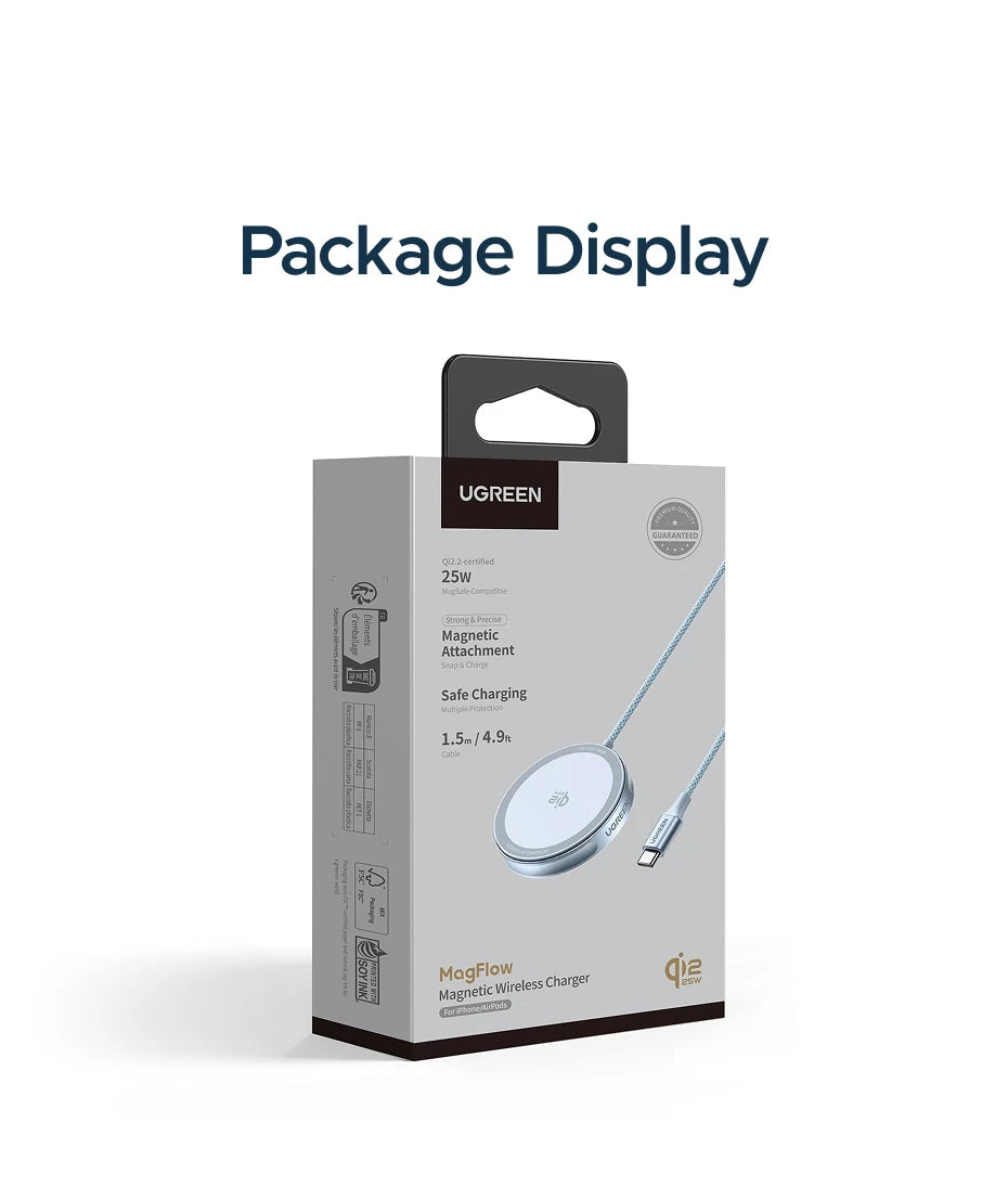 UGREEN Magflow Qi2 25W Wireless Charger For iPhone 17 16 Pro Max Fast Charging Qi2 Certified Magsafe Phone Charging Pad