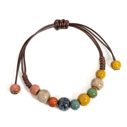 Colorful Handmade Ceramic Bracelet Adjustable Boho Style Jewelry for Women and Men 1155