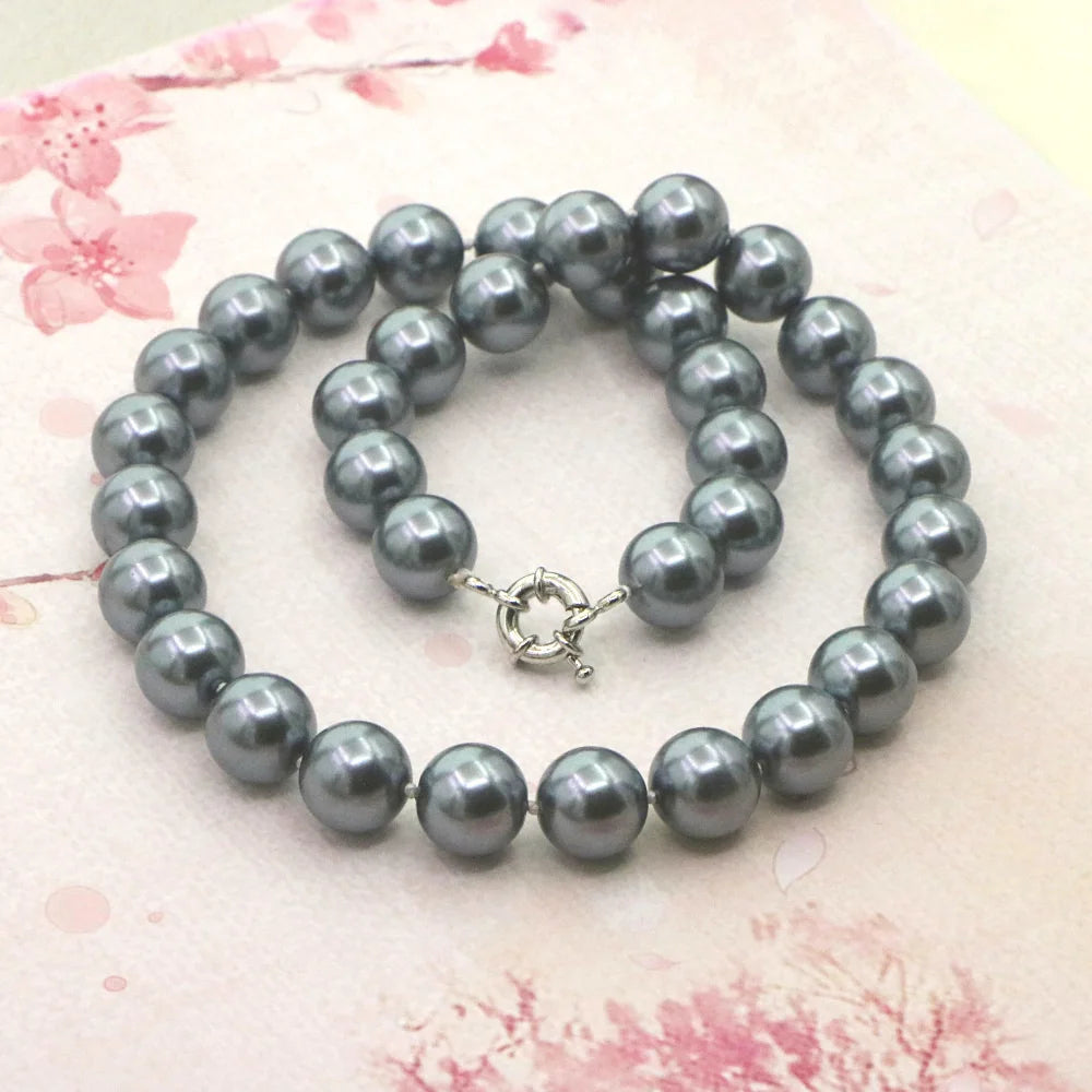 Jewelry for Women 12mm Black Imitation Pearls Necklace Bracelet Earring Set Girl Christmas Wedding Gift Design Manufacturing