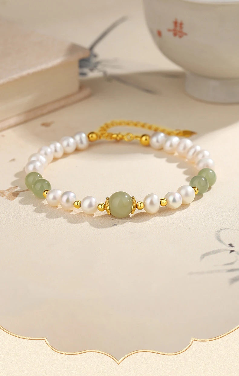 Jades Jewelry For Wedding Women Girlfriend Christmas Gifts Agates Elastic Bangle Bracelets Green Stone Beads Bracelet Crystal