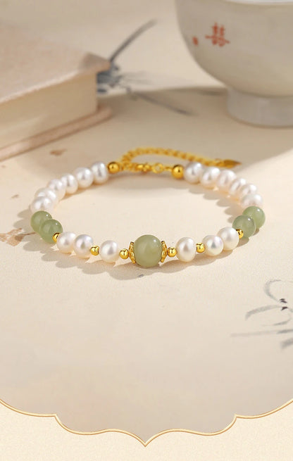 Jades Jewelry For Wedding Women Girlfriend Christmas Gifts Agates Elastic Bangle Bracelets Green Stone Beads Bracelet Crystal
