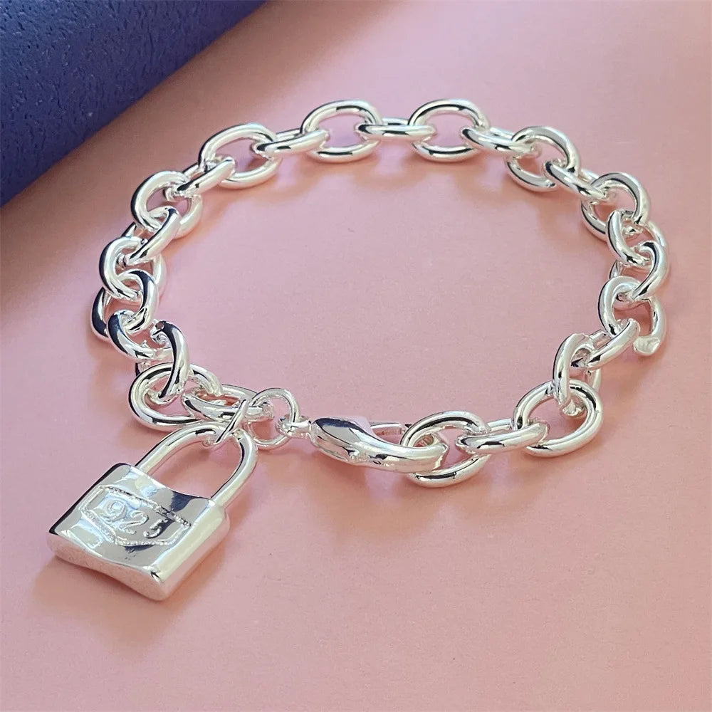 Fine Noble 925 Sterling Silver Solid Chain Bracelet For Women Men Charm Party Gift Wedding party Fashion Jewelry