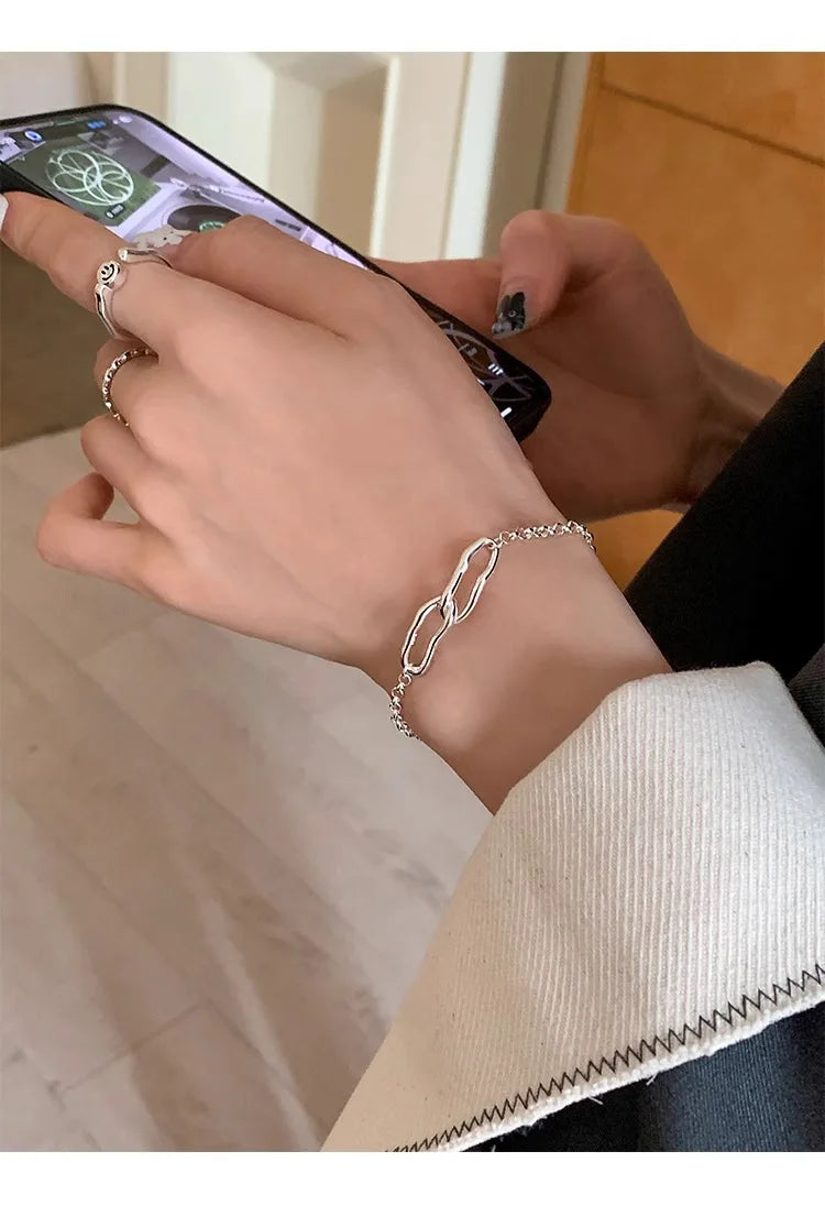 New Fashion Women's 925 Sterling Silver Bracelets Bracelets for Simple and Sweet Jewelry Trendy Wholesale