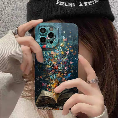 For iPhone 17 16 15 14 13 12 11 Pro Max Case Cute Butterfly Cat Bookshelf Design Cover For iPhone XS Max XR X 7 8 Plus 16E Funda