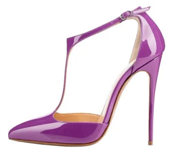 New T-shaped hollow high heels with toe caps, sandals with thin heels and pointed hollow out shallow mouth single shoes