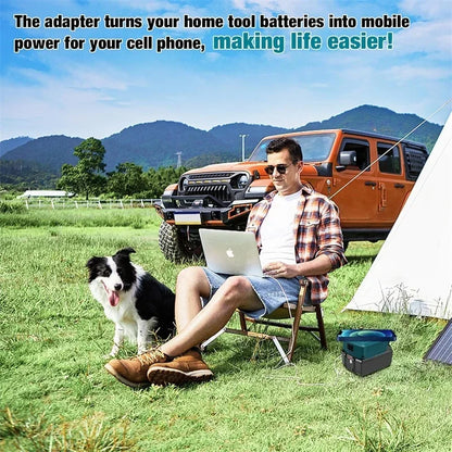 Wireless Charger Adapter for Dewalt 20V Battery,15W Max Wireless Charging Adapter with Type C &USB 2.1A Fast Charge Ports