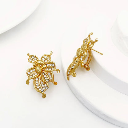 YTJX Wedding Jewelry Set Africal Big Flower Choker Necklace Fine Zircon Bracelet Piercing Earring Ring 18K Gold Plated Jewellery