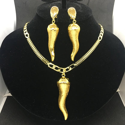 Brazilian Jewelry Set For Women Chili Earrings Pendant Dubai Nigerian African 24k Gold Plated Wedding Jewellery Bridal Sets