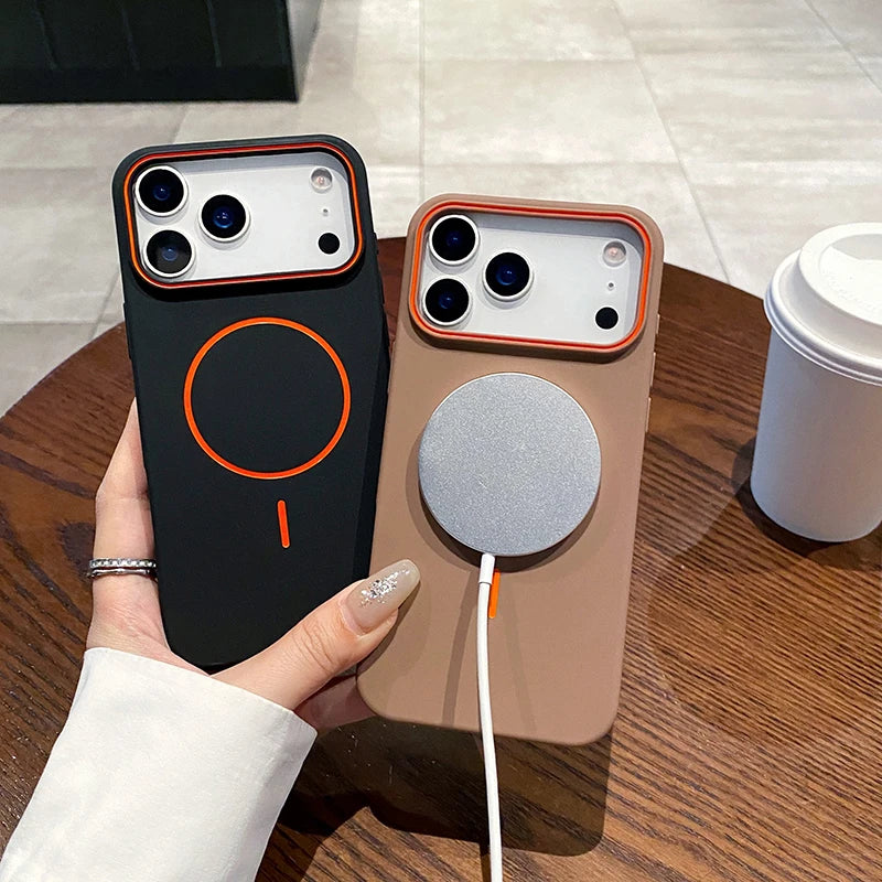 For Magsafe Magnetic Wireless Charging Luxury Solid Color Matte TPU Bumper Phone Case For iPhone 17 Pro Max/17/17 Pro Air Cover