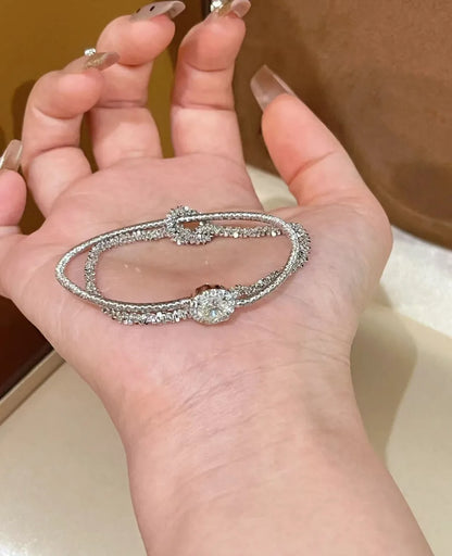 Classic matte shiny wire winding bracelet for women Light luxury and fashion silver 925 double-layer soft bangles fine jewelry