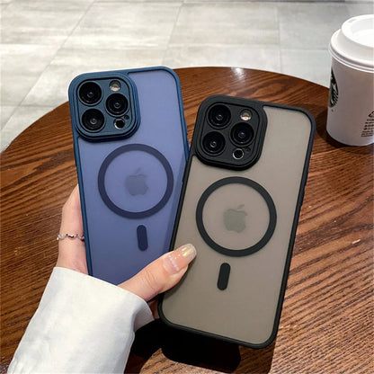 Lens Protection Case For iPhone 11 12 13 Proa Mx mini 15 16 Plus iPhone 16 15 14 Matte Translucent Magsafe Wireless Charge Cover