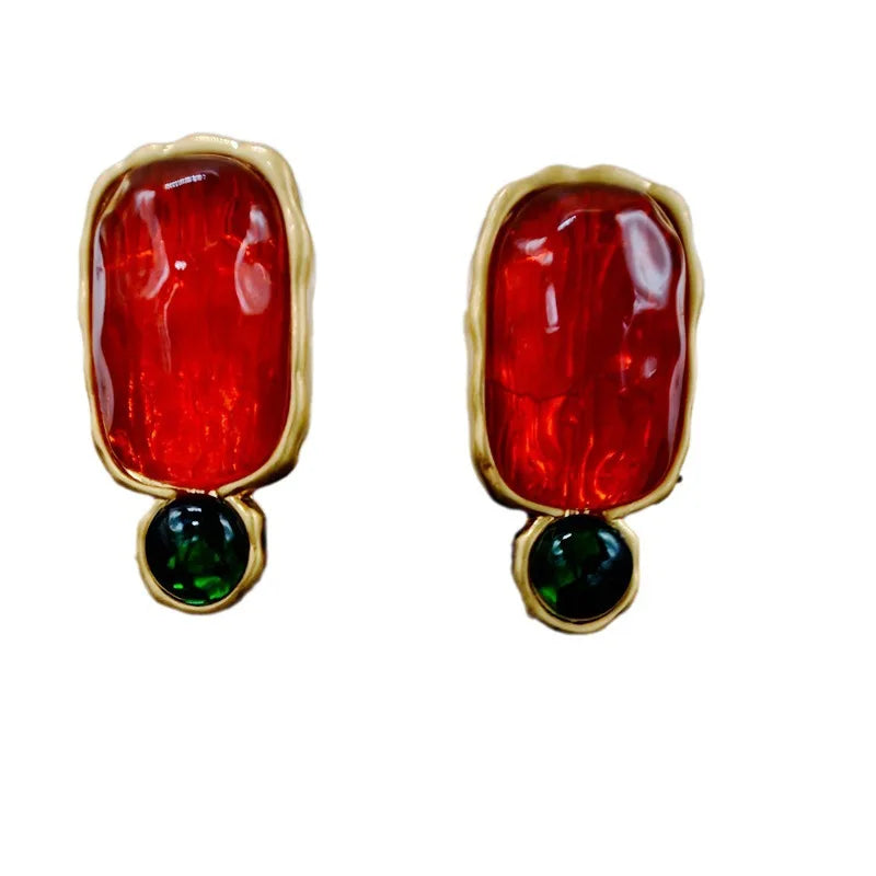 Jelly translucent gemstone earrings fashion luxury high sense 9 earrings female