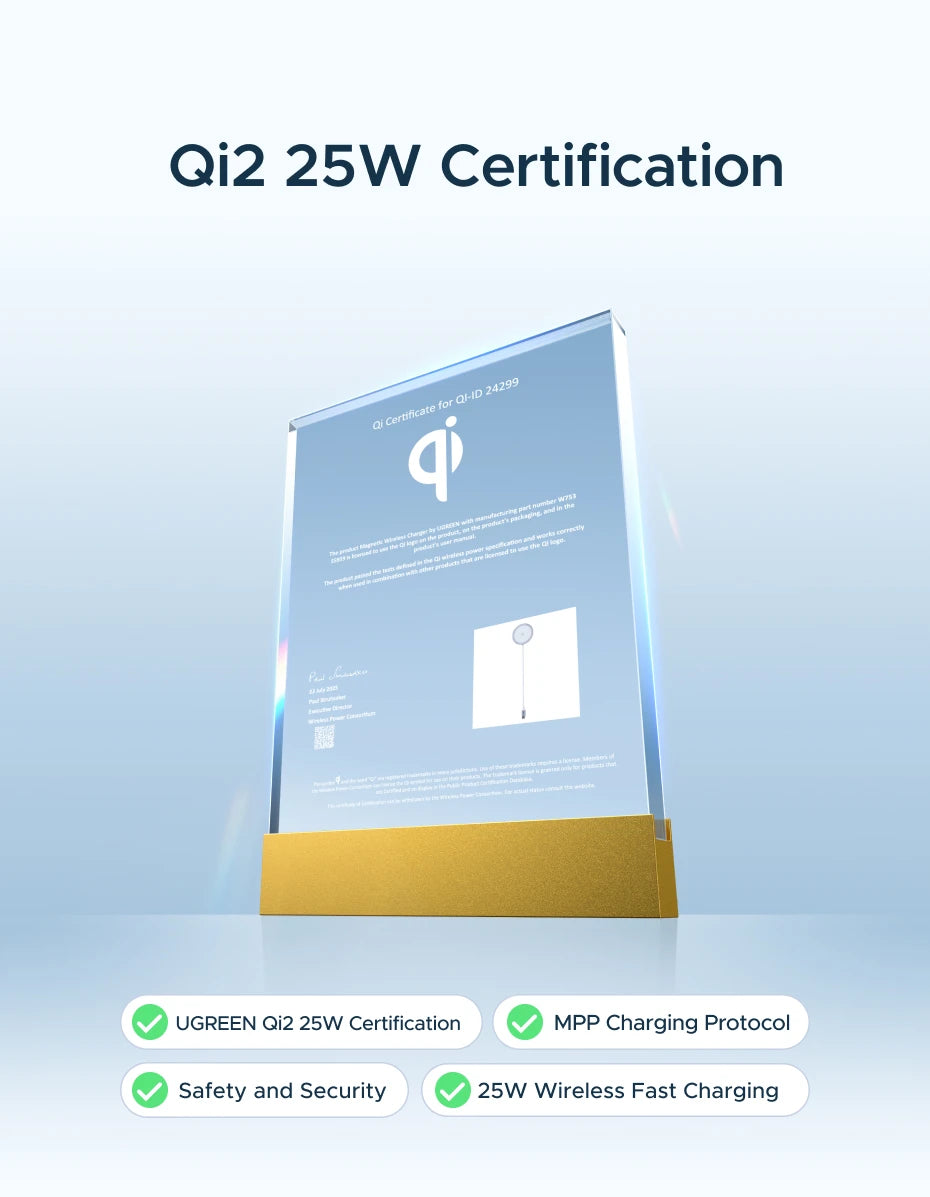 UGREEN Magflow Qi2 25W Wireless Charger For iPhone 17 16 Pro Max Fast Charging Qi2 Certified Magsafe Phone Charging Pad