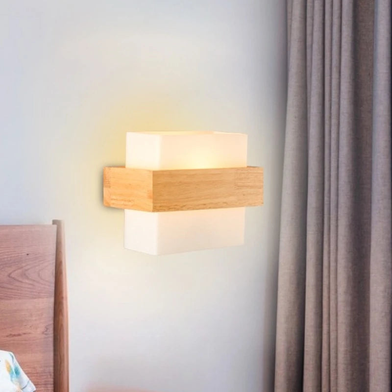 Modern Wood Lamp Led Wall Lamps Glass Light Mirror Washer Sconces Wall Light Fixtures Dressing  Living Room Dining Room Bedroom