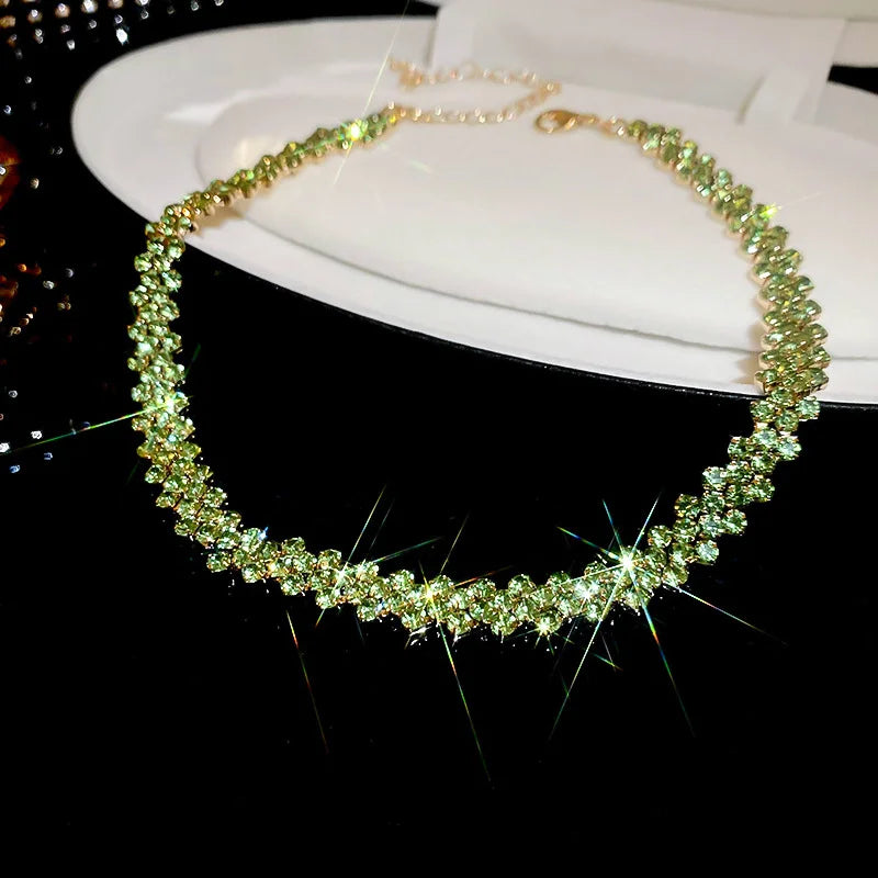Luxury Shiny Full Rhinestone Choker Necklace for Women Personalized Geometric Crystal Necklaces Wedding Jewelry Party Gifts
