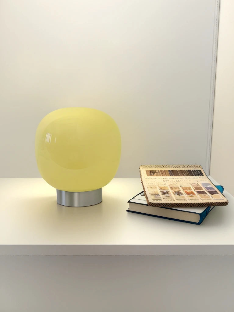  Macaron Glass Table Lamp for Hotel Bedroom Bedside Living Room Trichromatic Dimming Decoration Modern Minimalist Desk Lights