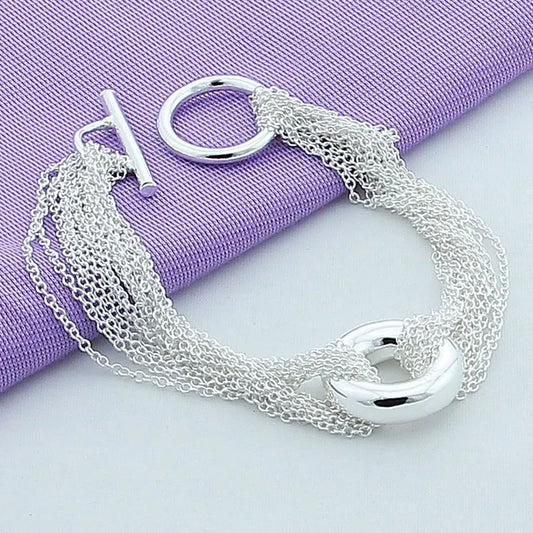 925 Sterling Silver Bracelet Tassel O Bracelet Women Simple Fashion Bracelet Birthday Wedding Anniversary Jewelry Gift