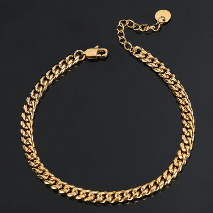 Hip Hop Stainless Steel 18K Plated Gold Anklet Cuban Link Chain For Women Gift Bling