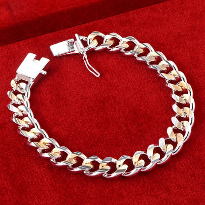 925 Silver gold exquisite 10mm chain men women Chain noble wedding bracelet fashion charm wedding birthday gift some style