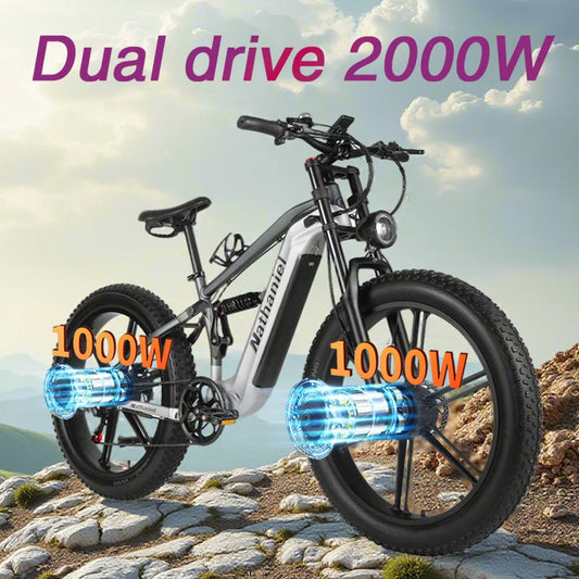 Nathaniel SYR09 adult electric bike, Dual motor 2000W,26*4.0Fat tires,48V20Ah,55KM/H, All terrain off-road E-bike