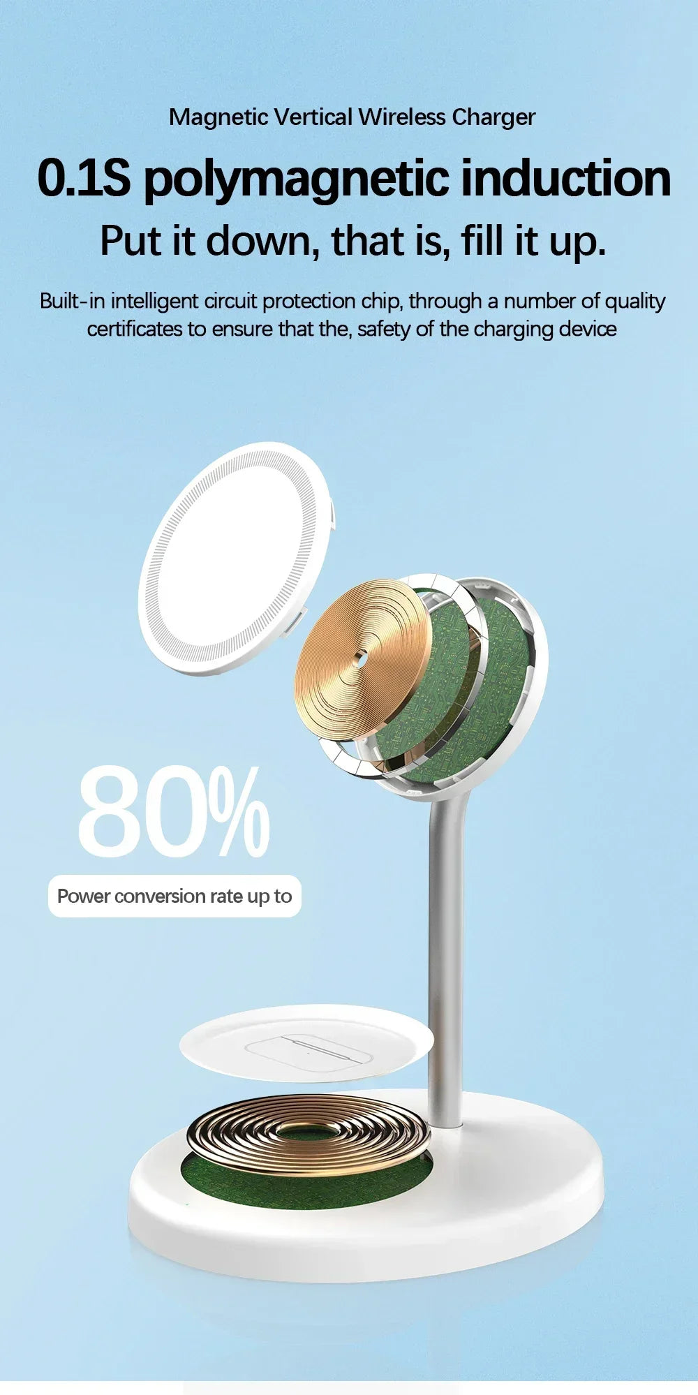 2-in-1 Wireless Fast Charger for iPhone 15/14/13/12 Pro Max & AirPods Pro – Upgraded Foldable Charging Dock