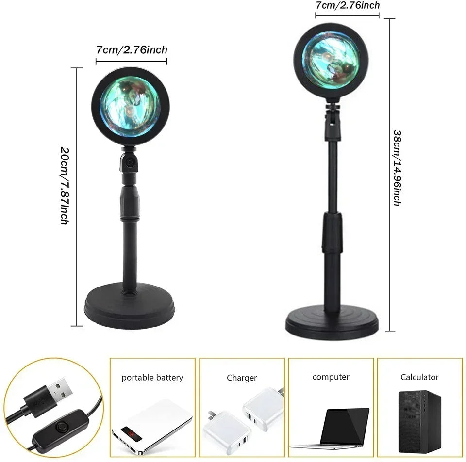 LED Sunset Lamp Nightlights USB Projector Birthday Party Decoration Mood Lights For Bedroom Living Room Wall Photography