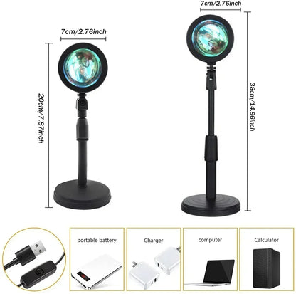 LED Sunset Lamp Nightlights USB Projector Birthday Party Decoration Mood Lights For Bedroom Living Room Wall Photography